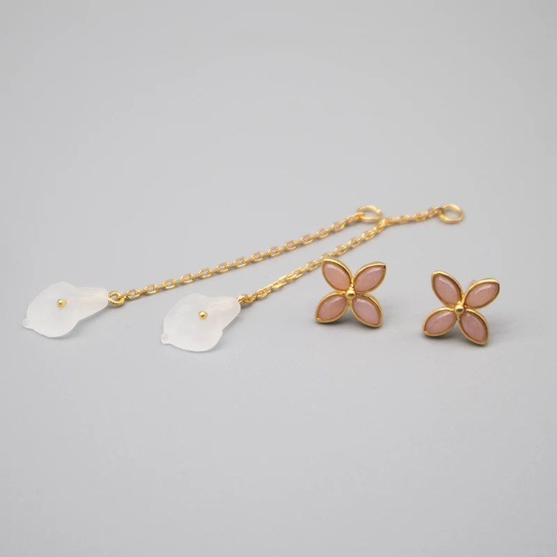 Natural Stone Pink Opal Four Leaved Clover Stud Earrings Crystal Flower 925 Sterling Silver Gold Chain Earrings Fine Jewelry
Natural Stone Pink Opal Four Leaved Clover Stud Earrings Crystal Flower 925 Sterling Silver Gold Chain Earrings Fine Jewelry