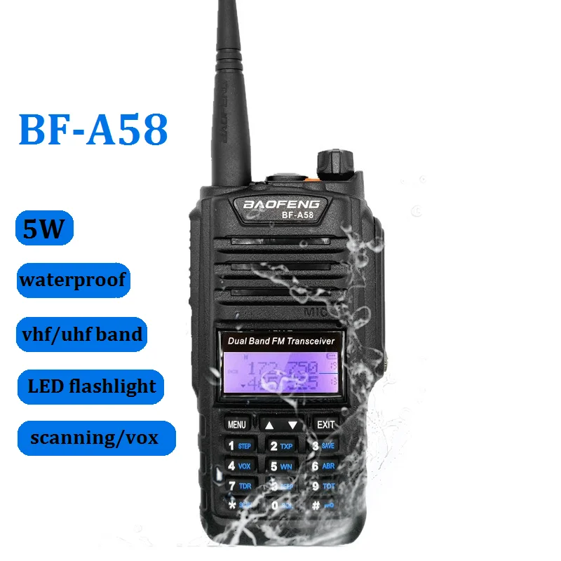 2020 Baofeng BF-A58 Waterproof Walkie Talkie Ham Radio Amateur A58 Handheld CB Radio Scanner Dual Band VHF UHF Frequency Hunting
2020 Baofeng BF-A58 Waterproof Walkie Talkie Ham Radio Amateur A58 Handheld CB Radio Scanner Dual Band VHF UHF Frequency Hunting
