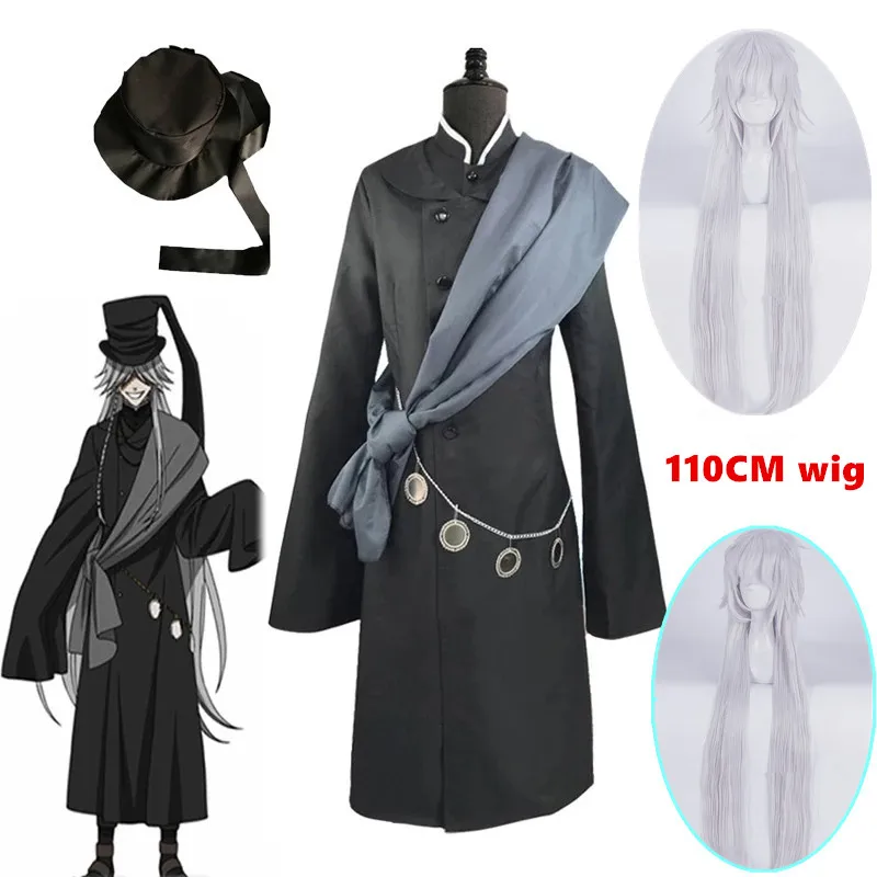 Black But-ler Kuroshitsuji Undertaker Cosplay Costume Halloween Party Costumes Custom Made Full Set Hat Chain and wig sets
Black But-ler Kuroshitsuji Undertaker Cosplay Costume Halloween Party Costumes Custom Made Full Set Hat Chain and wig sets