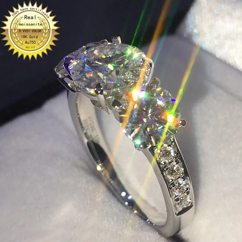 Solid 18K Gold 2ct Moissanite Diamond Ring D color VVS With national certificate 054
Solid 18K Gold 2ct Moissanite Diamond Ring D color VVS With national certificate 054