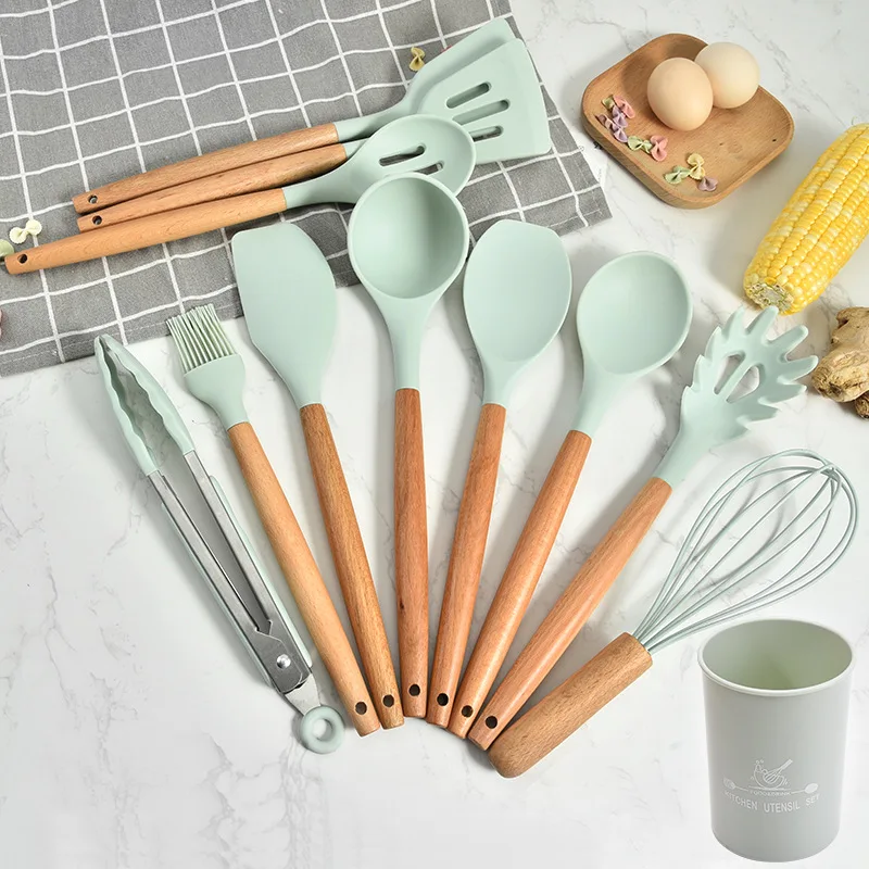 Wooden Handle Silica Gel Kitchen Tools Set Kitchen Cooking Set Kitchen Utensils 12-Piece Set
Wooden Handle Silica Gel Kitchen Tools Set Kitchen Cooking Set Kitchen Utensils 12-Piece Set