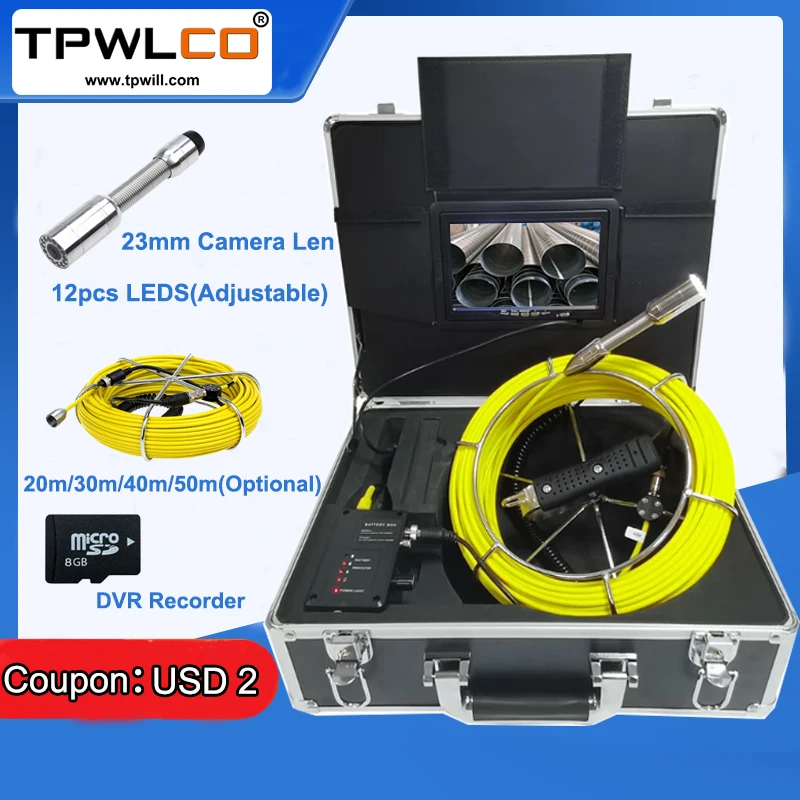 TP9200 7inch LCD Monitor Industry Pipe Sewer Inspection System With DVR 20-50m Cable 23mm Waterrpoof Video Camera 12PCS LEDS
TP9200 7inch LCD Monitor Industry Pipe Sewer Inspection System With DVR 20-50m Cable 23mm Waterrpoof Video Camera 12PCS LEDS