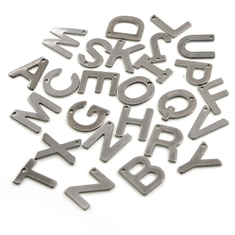 100pcs 316L Stainless Steel A-Z Letter Charms Alphabet Charm Pendants for Bracelet Necklace Crafts Jewelry Making Accessories
100pcs 316L Stainless Steel A-Z Letter Charms Alphabet Charm Pendants for Bracelet Necklace Crafts Jewelry Making Accessories