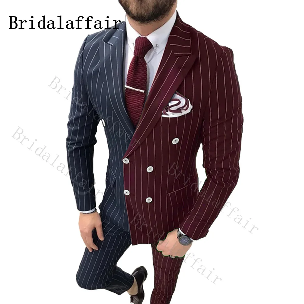 Bridalaffair Burgundy Navy Stripe Men Suit for Business Formal Male Blazers Double Breasted Suits Peaked Lapel Slim Fit Men's
Bridalaffair Burgundy Navy Stripe Men Suit for Business Formal Male Blazers Double Breasted Suits Peaked Lapel Slim Fit Men's