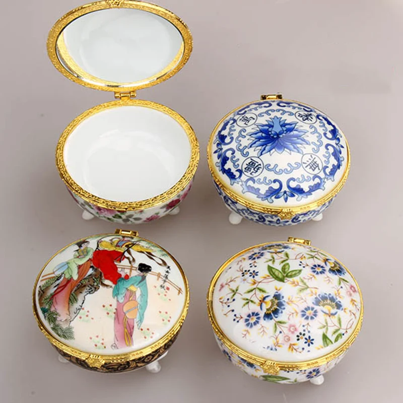 Chinese style Round Small Ceramics Jewelry Gift Boxes Natural Porcelain Decorative Jewellery Makeup Packaging Case Party Favor
Chinese style Round Small Ceramics Jewelry Gift Boxes Natural Porcelain Decorative Jewellery Makeup Packaging Case Party Favor