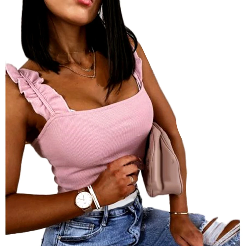 Tank Tops Women Square Neck Sleeveless vest Ruffled Straps Backless Top Slim Sexy White Top Fashion женские летние
Tank Tops Women Square Neck Sleeveless vest Ruffled Straps Backless Top Slim Sexy White Top Fashion женские летние