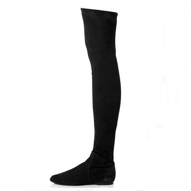 Black Suede Flat Over The Knee Boots Plus Size 10 Pointed Toe Stretch Fabric Tight High Boots Customized
Black Suede Flat Over The Knee Boots Plus Size 10 Pointed Toe Stretch Fabric Tight High Boots Customized
