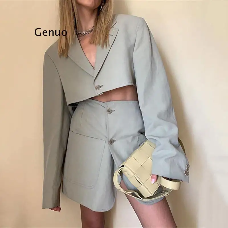 Elegant Spring Outfits for Woman Mini Skirts and Crop Tops 2 Piece Sets 2021 New Office Lady Casual Suit Women Blazer Set
Elegant Spring Outfits for Woman Mini Skirts and Crop Tops 2 Piece Sets 2021 New Office Lady Casual Suit Women Blazer Set