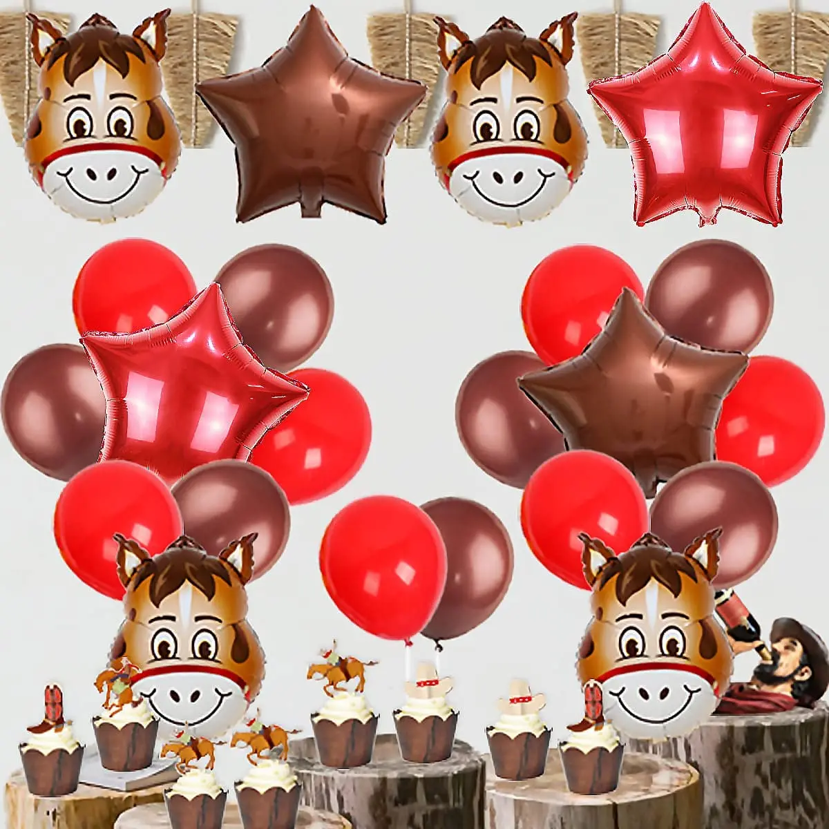Western Cowboy Birthday Party Supplies Balloon Set Star Horse Foil Balloons Cake Toppers for Boy Baby Shower Party Decoration
Western Cowboy Birthday Party Supplies Balloon Set Star Horse Foil Balloons Cake Toppers for Boy Baby Shower Party Decoration