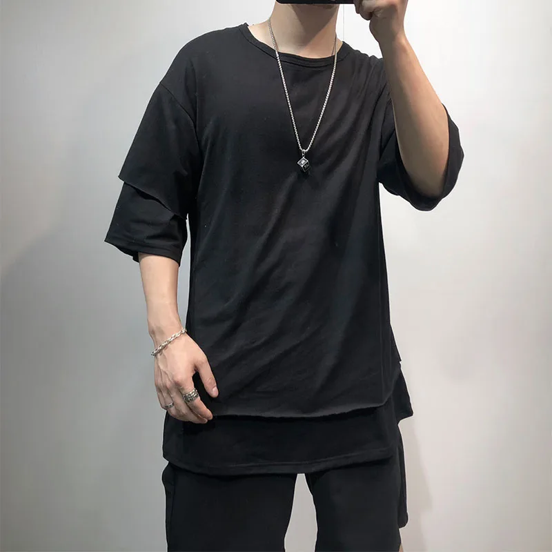 Men's 5-Point Sleeve T-Shirt Summer Fashion Harajuku Loose Two-Piece Splicing Design Japanese Retro Simple Casual T-Shirt
Men's 5-Point Sleeve T-Shirt Summer Fashion Harajuku Loose Two-Piece Splicing Design Japanese Retro Simple Casual T-Shirt