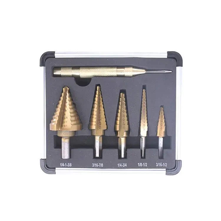 Pagoda drill set triangular handle high speed steel titanium plated hole opener 6pcs set reaming and hole opening step drill
Pagoda drill set triangular handle high speed steel titanium plated hole opener 6pcs set reaming and hole opening step drill