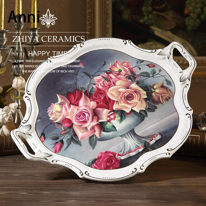 Nordic Classical Pastoral Ceramic Trays Decorative Creative Rose Painting Large Fruit Snack Plate Afternoon Tea Set Storage Tray
Nordic Classical Pastoral Ceramic Trays Decorative Creative Rose Painting Large Fruit Snack Plate Afternoon Tea Set Storage Tray