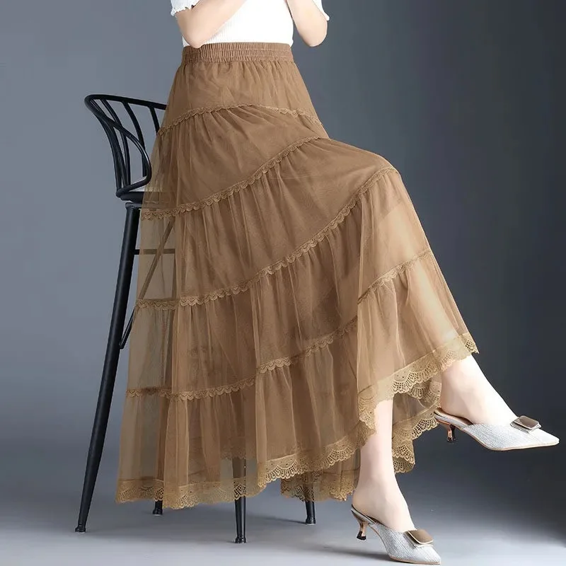 Autumn Ladies 80Cm Long Casual Tulle Skirts With Not See-through Lining Women High Waist Mid-Calf A-Line Khaki Skirt DS317
Autumn Ladies 80Cm Long Casual Tulle Skirts With Not See-through Lining Women High Waist Mid-Calf A-Line Khaki Skirt DS317