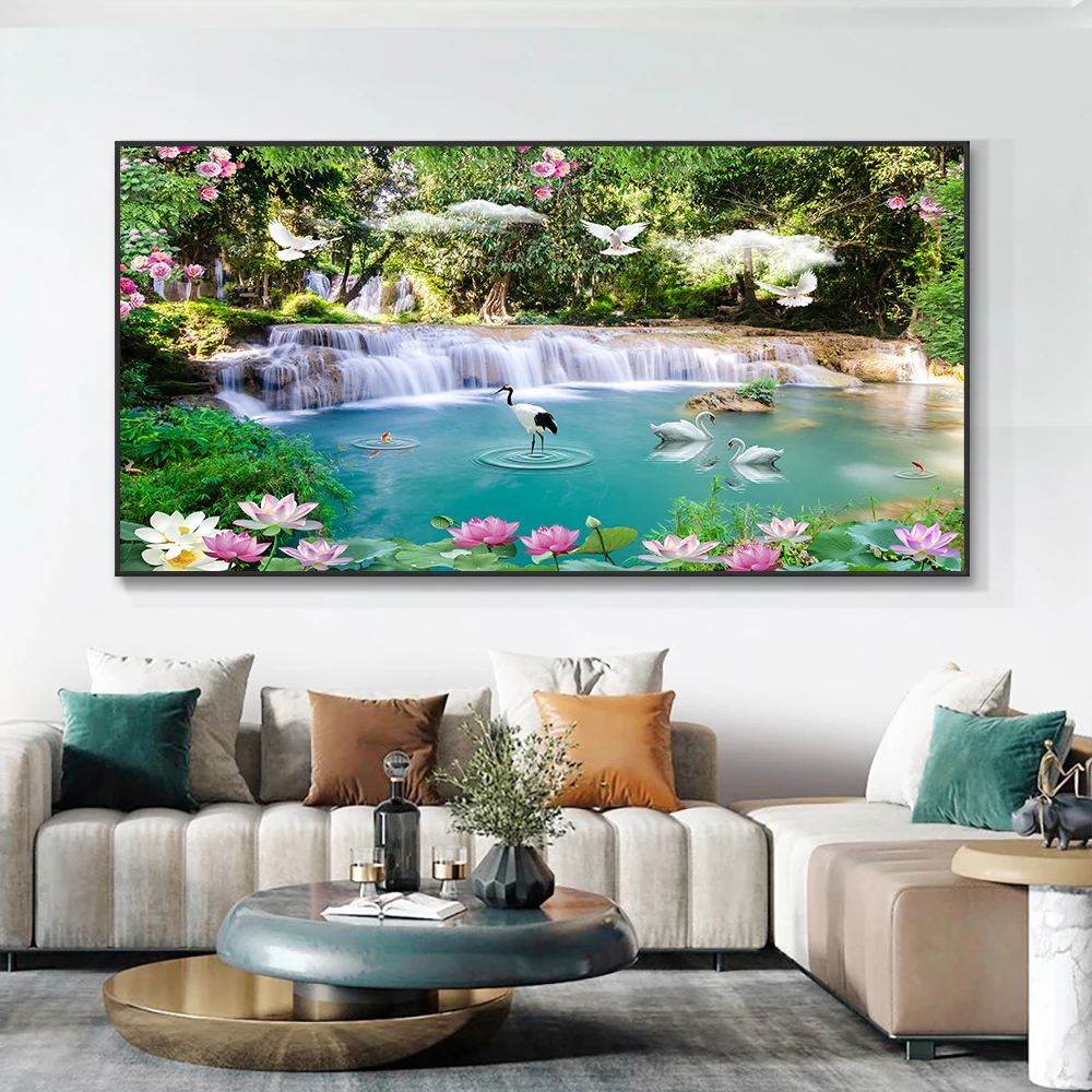 Abstract Swan Waterfall Lotus Canvas Painting Wall Art Modern Nordic Landscape Posters And Prints For Living Room Home Decor
Abstract Swan Waterfall Lotus Canvas Painting Wall Art Modern Nordic Landscape Posters And Prints For Living Room Home Decor