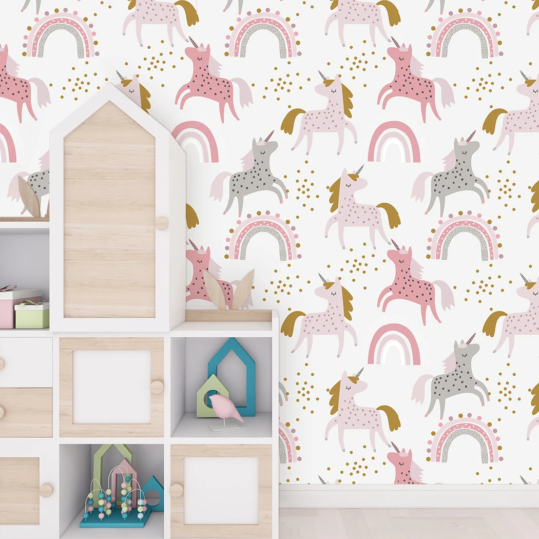 Cute Unicorn Rainbow Peel And Stick Cartoon Wallpaper Self-Adhesive Pink/Grey Wall Stickers for Kidroom Easy to Paste Home Decor
Cute Unicorn Rainbow Peel And Stick Cartoon Wallpaper Self-Adhesive Pink/Grey Wall Stickers for Kidroom Easy to Paste Home Decor