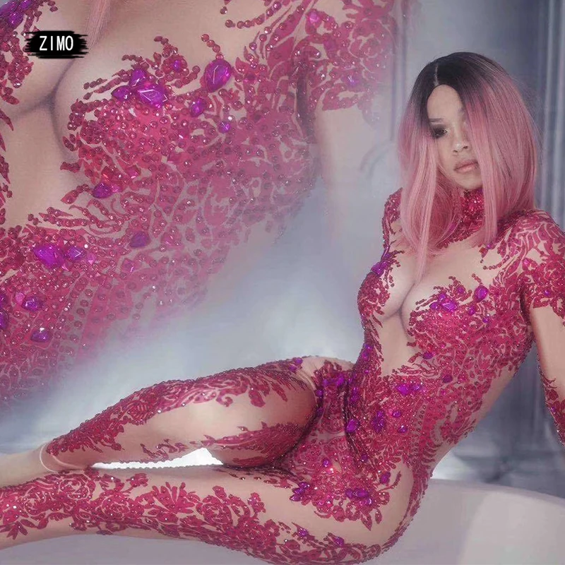 AB Rhinestones Sparkly Jumpsuit long sleeve Sexy red Big Stretch Dance Costume One piece Bodysuit Birthday Outfit Party women
AB Rhinestones Sparkly Jumpsuit long sleeve Sexy red Big Stretch Dance Costume One piece Bodysuit Birthday Outfit Party women
