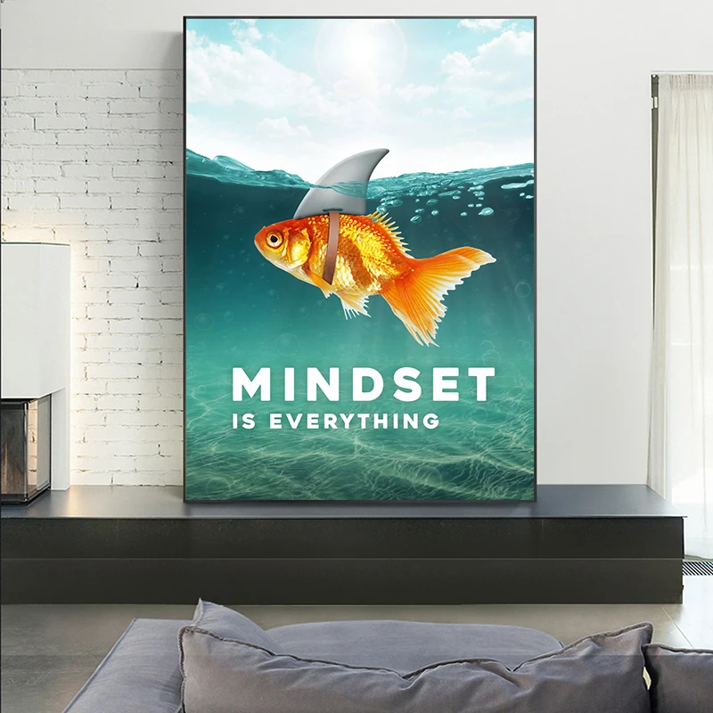 Underwater Goldfish Shark Canvas Paintings Mindset Is Everything Posters and Prints Wall Art Picture for Living Room Home Decor
Underwater Goldfish Shark Canvas Paintings Mindset Is Everything Posters and Prints Wall Art Picture for Living Room Home Decor