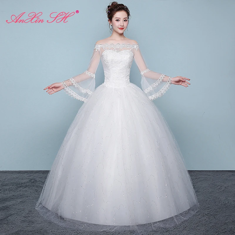 AnXin SH princess flower lace illusion white wedding dress dubai vintage boat neck flare sleeve party wedding dress
AnXin SH princess flower lace illusion white wedding dress dubai vintage boat neck flare sleeve party wedding dress