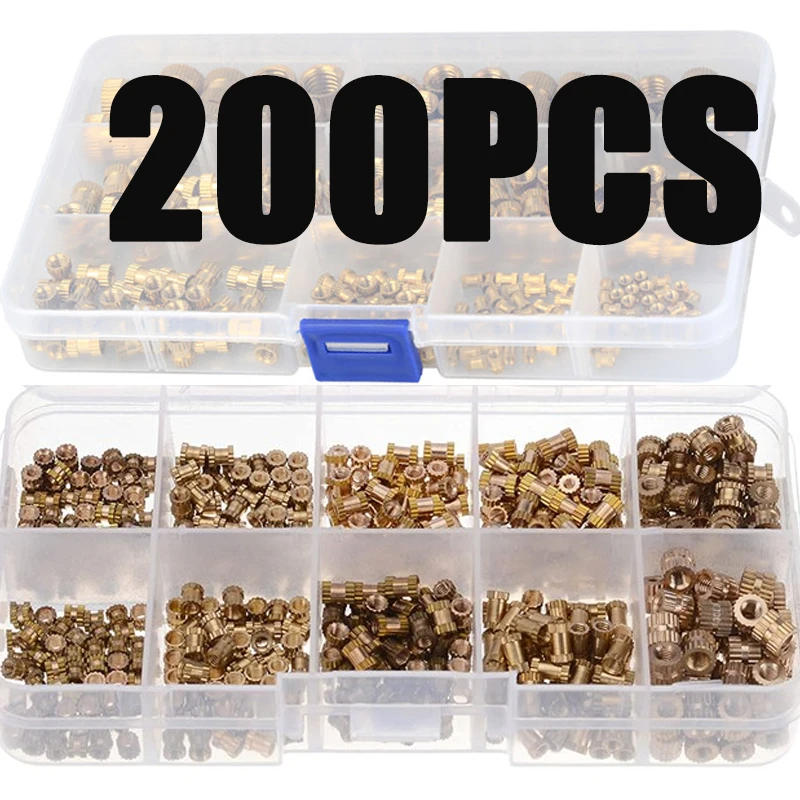 200 pcs of M2 M2.5 M3 Internal Thread Knurled Brass Thread Insert Nut Combination Kit Double Pass Knurled Nut Copper Fastener
200 pcs of M2 M2.5 M3 Internal Thread Knurled Brass Thread Insert Nut Combination Kit Double Pass Knurled Nut Copper Fastener