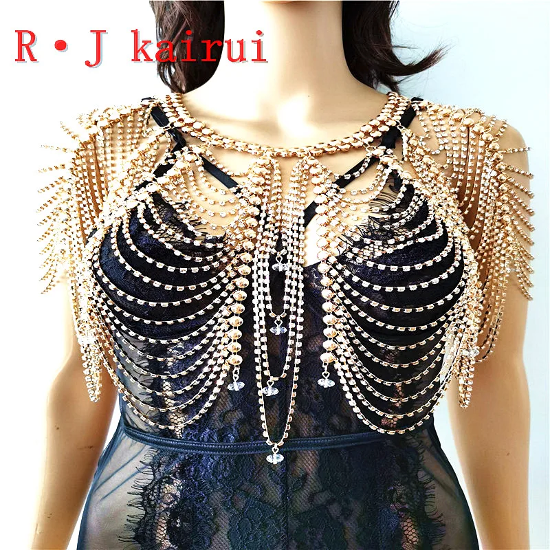 New RJRH21 Fashion Women Handmade Rhinestone Bra Shoulder Chains Jewelry Bling Crystal Beads Top Costume Jewelry 2 Colors
New RJRH21 Fashion Women Handmade Rhinestone Bra Shoulder Chains Jewelry Bling Crystal Beads Top Costume Jewelry 2 Colors