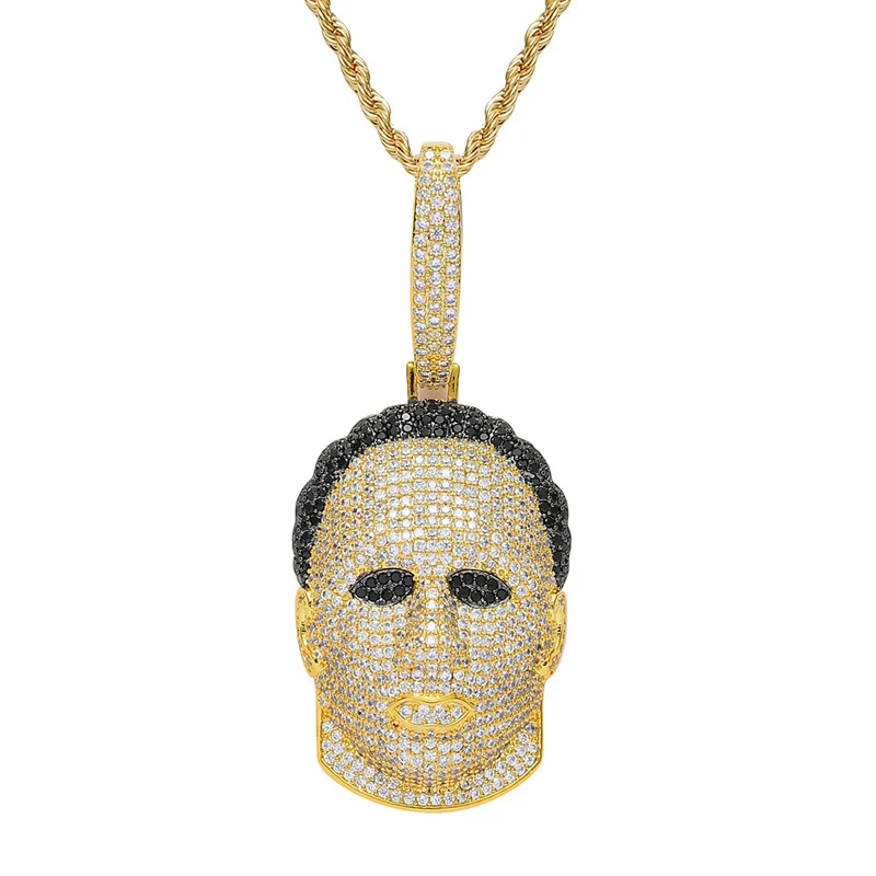 Hip Hop AAA Cubic Zirconia Bling Ice Out Cool Man Head Mask Pendants Necklace for Men Rapper Jewelry Gold Color Drop Shipping
Hip Hop AAA Cubic Zirconia Bling Ice Out Cool Man Head Mask Pendants Necklace for Men Rapper Jewelry Gold Color Drop Shipping