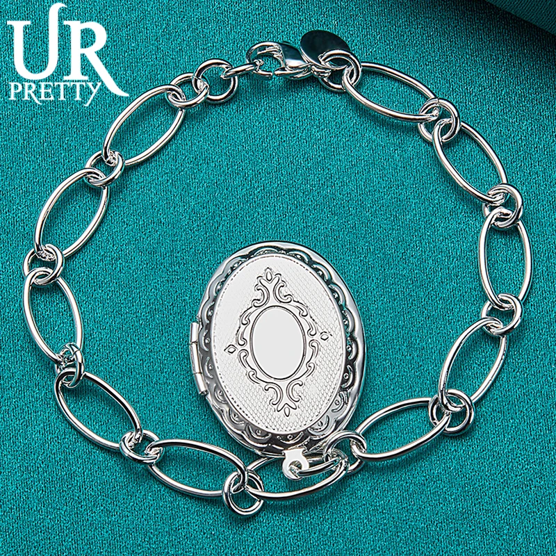 URPRETTY 925 Sterling Silver Oval Photo Frame Chain Bracelet For Man Women Wedding Engagement Party Charm Jewelry
URPRETTY 925 Sterling Silver Oval Photo Frame Chain Bracelet For Man Women Wedding Engagement Party Charm Jewelry