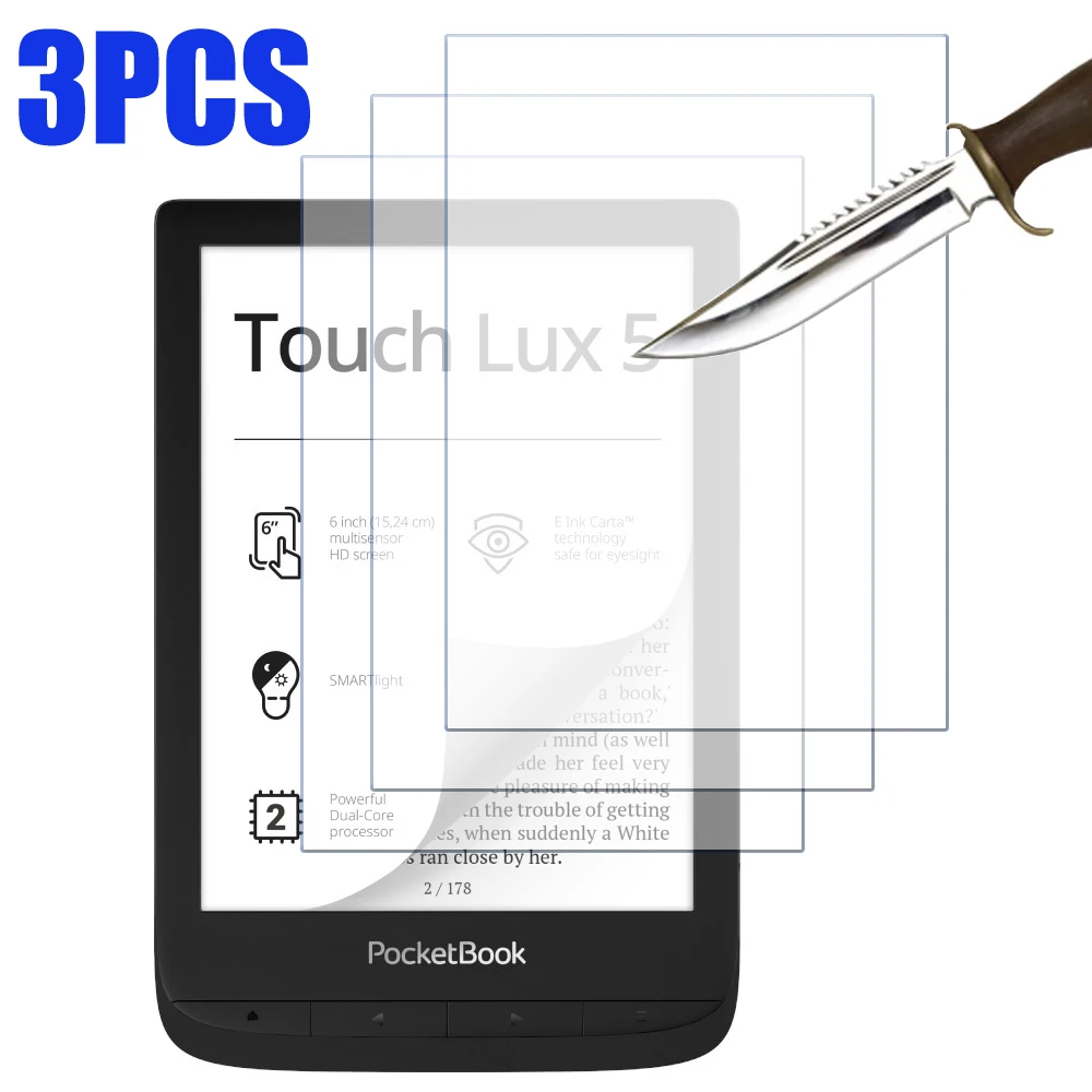 3 Packs Tempered glass screen protector for Pocketbook touch lux 5 Pocketbook 628 6'' ereader screen film 2.5D 9H
3 Packs Tempered glass screen protector for Pocketbook touch lux 5 Pocketbook 628 6'' ereader screen film 2.5D 9H