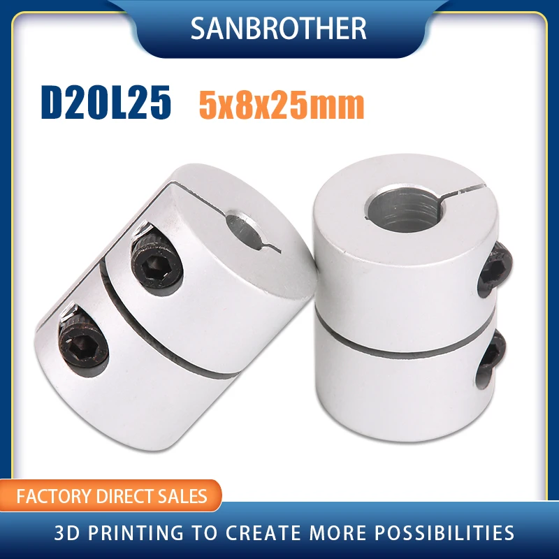 3D Printers Parts High Precision Rigid Coupling Aluminium alloy Shaft Coupler Screw D20L25 5x8x25mm For Stepper Motor
3D Printers Parts High Precision Rigid Coupling Aluminium alloy Shaft Coupler Screw D20L25 5x8x25mm For Stepper Motor