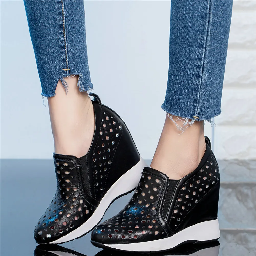 Summer Casual Shoes Women Genuine Leather Wedges High Heel Ankle Boots Female Round Toe Fashion Sneakers Platform Pumps Shoes
Summer Casual Shoes Women Genuine Leather Wedges High Heel Ankle Boots Female Round Toe Fashion Sneakers Platform Pumps Shoes