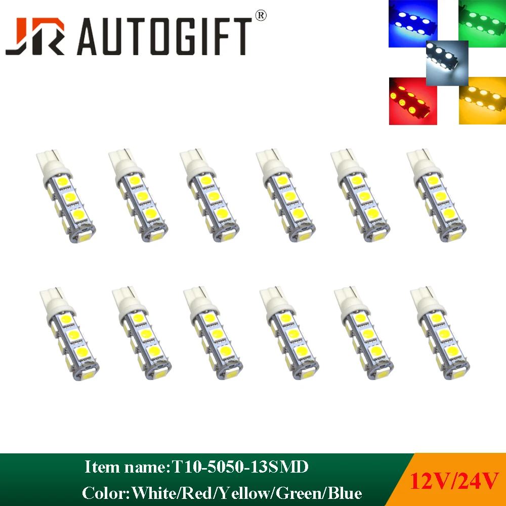 100 шт., 12 В, 24 В, оптовая продажа, белые светодиодные лампы T10 13 SMD 5050, 13Smd, красный, Blue13, автомобильные бокосветильник лампы, лампы 194, 168, W5W светодиодный ные лампы с клиновидным цоколем
100 шт., 12 В, 24 В, оптовая продажа, белые светодиодные лампы T10 13 SMD 5050, 13Smd, красный, Blue13, автомобильные бокосветильник лампы, лампы 194, 168, W5W светодиодный ные лампы с клиновидным цоколем