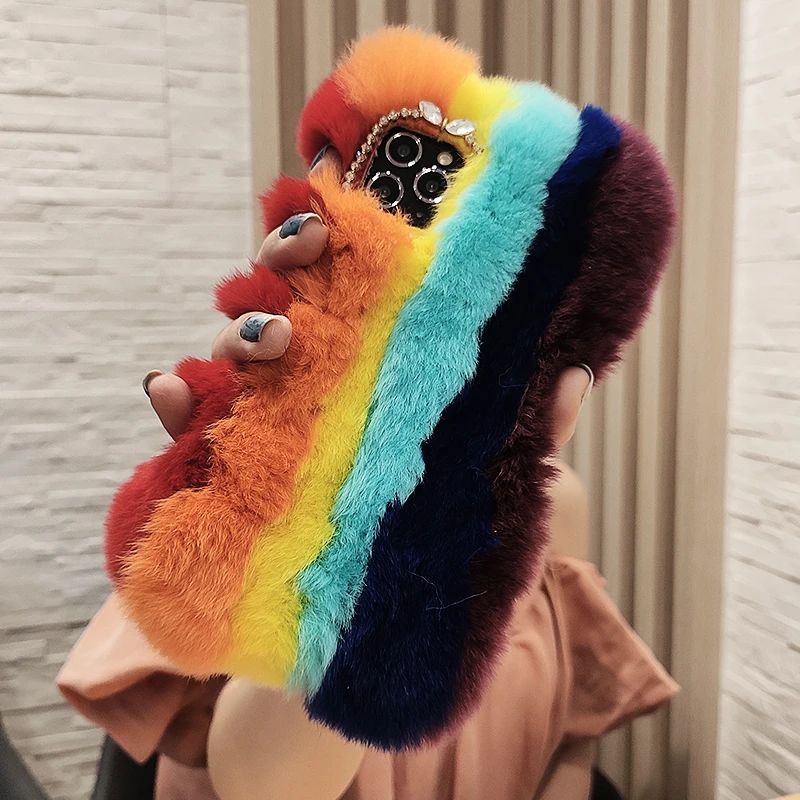 Fashion Colorful Rainbow Super Soft Rabbit Fur Case Cover For Samsung Galaxy Note 20 10 9 8 S23 S22 S21 S20 Ultra FE S10 S9 Plus
Fashion Colorful Rainbow Super Soft Rabbit Fur Case Cover For Samsung Galaxy Note 20 10 9 8 S23 S22 S21 S20 Ultra FE S10 S9 Plus