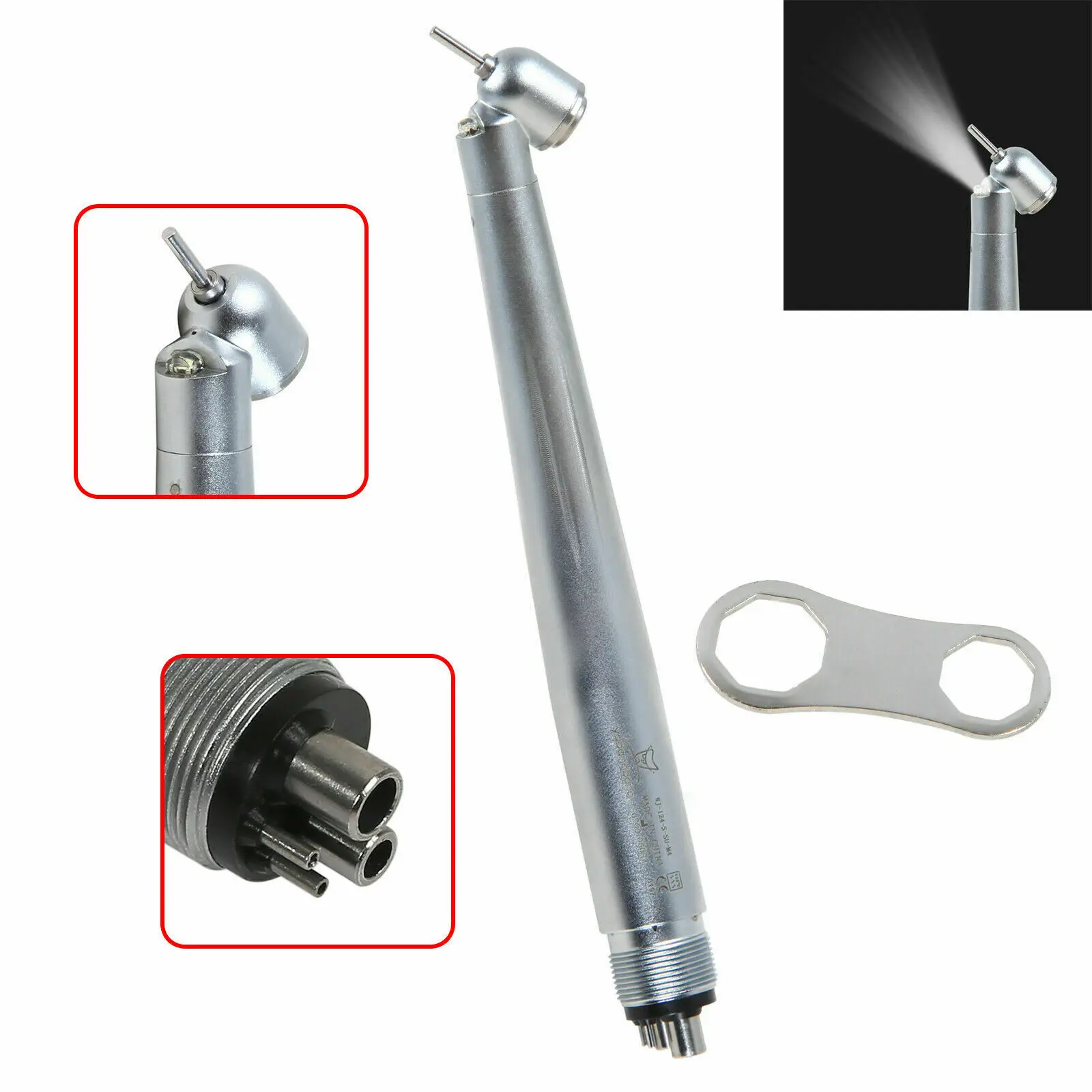 LED E-generator Dental Surgical 45 Degree Handpiece High Speed Standard Head Push Button Turbine Fit NSK 4 Hole
LED E-generator Dental Surgical 45 Degree Handpiece High Speed Standard Head Push Button Turbine Fit NSK 4 Hole