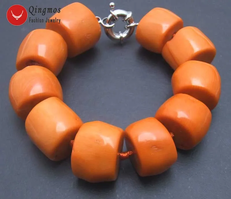 Qingmos Fashion Genuine Orange Coral Bracelet for Women with 15-20mm Thick Slice Natural Coral Bracelet Fine Jewelry 8-9"
Qingmos Fashion Genuine Orange Coral Bracelet for Women with 15-20mm Thick Slice Natural Coral Bracelet Fine Jewelry 8-9"