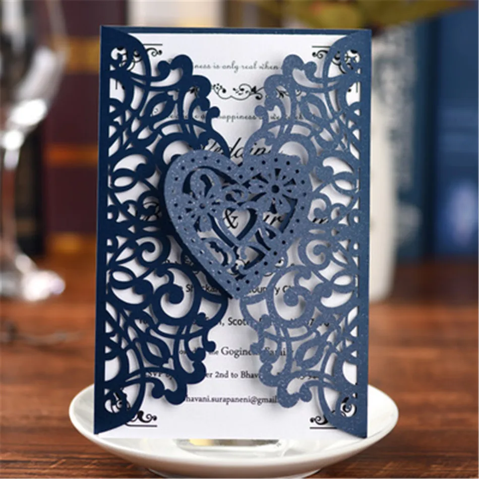50Pcs/Set Vertical Laser Cut Love Heart Shape Invitations Cards Kits for Wedding Bridal Shower Christmas gift Greeting card 2019
50Pcs/Set Vertical Laser Cut Love Heart Shape Invitations Cards Kits for Wedding Bridal Shower Christmas gift Greeting card 2019