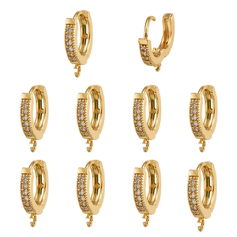 10pcs Brass Earring Hooks Findings Hoop Earrings with Cubic Zirconia for Jewelry Making DIY Handmade Earrings Supplies
10pcs Brass Earring Hooks Findings Hoop Earrings with Cubic Zirconia for Jewelry Making DIY Handmade Earrings Supplies