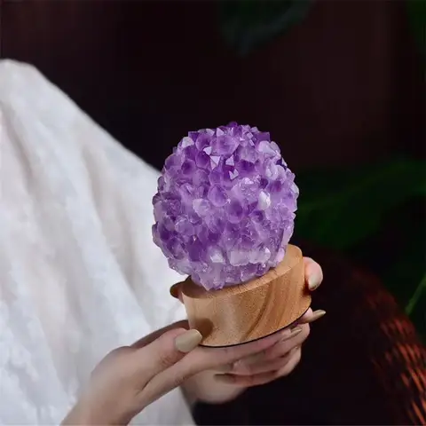 Beautiful Natural amethyst  rainbow fluorite quartz Crystal DIY Magic lamp meditation Spiritual Reiki Healing for Home Decorati