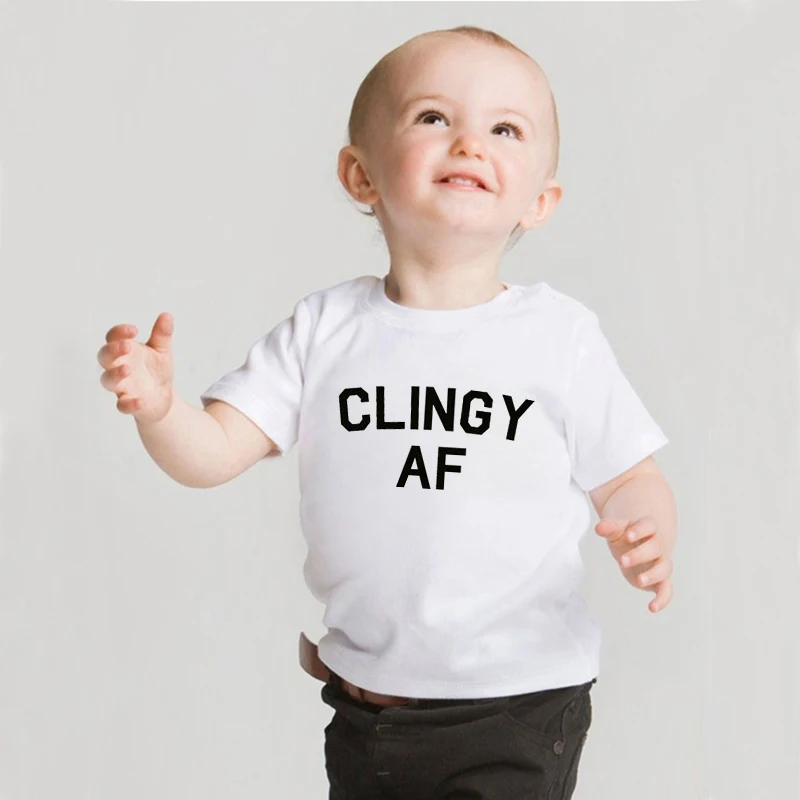 Clingy AF Girls Boys T-Shirts Kids Short Sleeve Tops Tees Letter Printed Girls Children Clothing Summer Cotton T Shirt for Boy
Clingy AF Girls Boys T-Shirts Kids Short Sleeve Tops Tees Letter Printed Girls Children Clothing Summer Cotton T Shirt for Boy