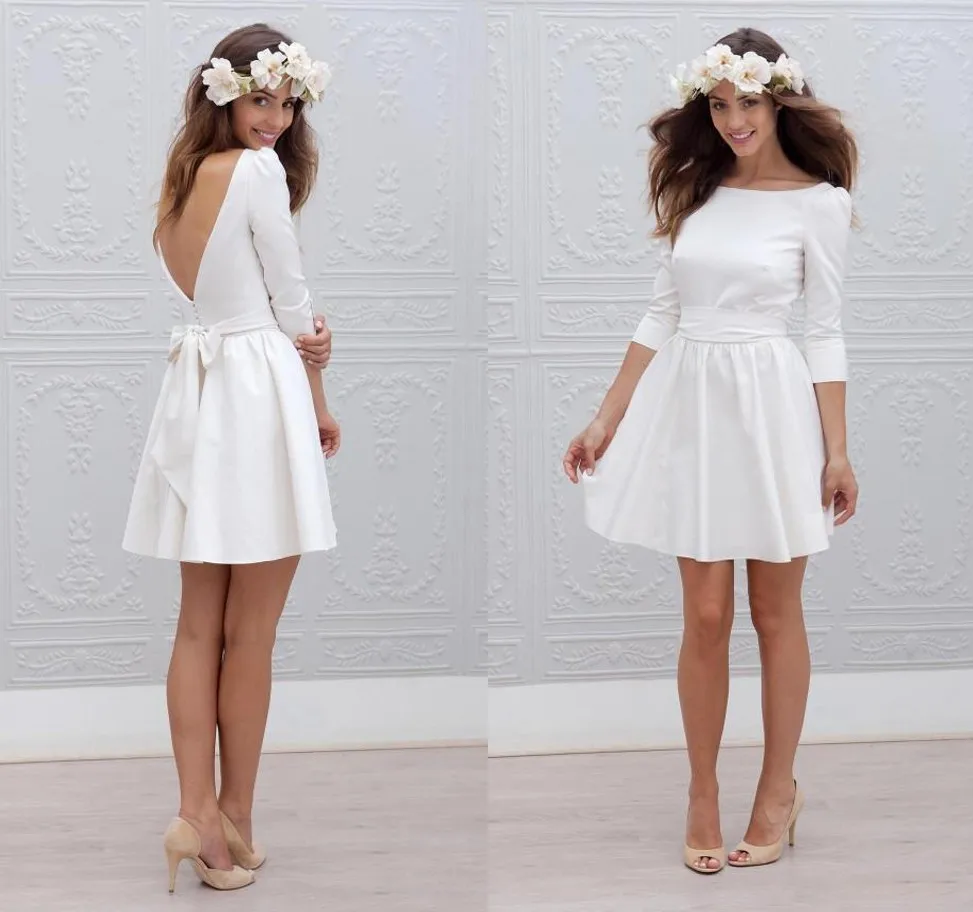 2023 New Elegant Boho Short Wedding Dress Scoop Half Sleeves Satin Knee Length Beach Bridal Gowns Vestidos De Mariee
2023 New Elegant Boho Short Wedding Dress Scoop Half Sleeves Satin Knee Length Beach Bridal Gowns Vestidos De Mariee