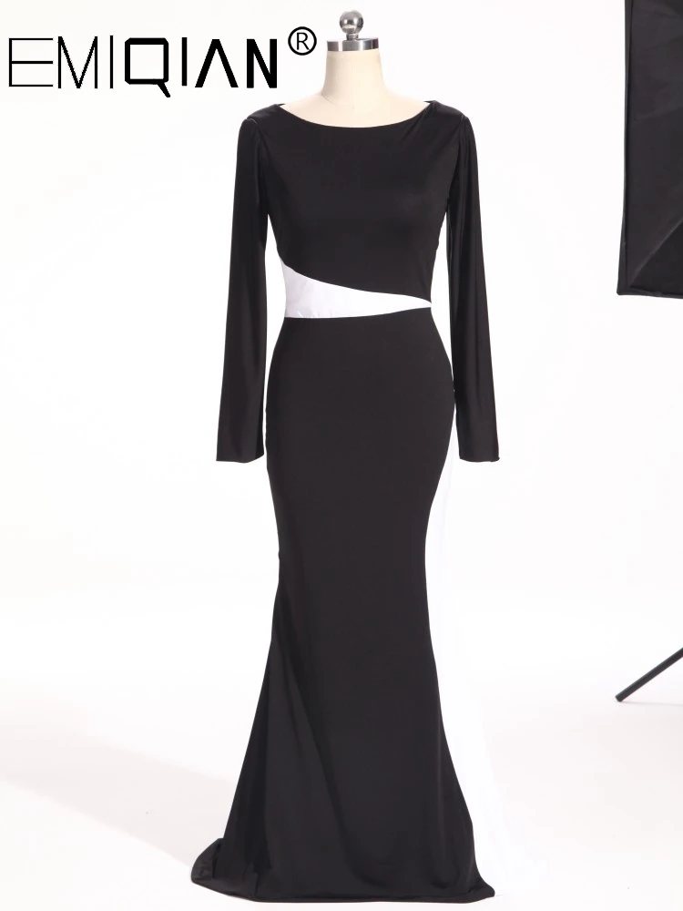 Elegant Black and White Jersey Formal Evening Dress Arabic Dubai Long Sleeve Mermaid Party Evening Gowns robe de soiree
Elegant Black and White Jersey Formal Evening Dress Arabic Dubai Long Sleeve Mermaid Party Evening Gowns robe de soiree
