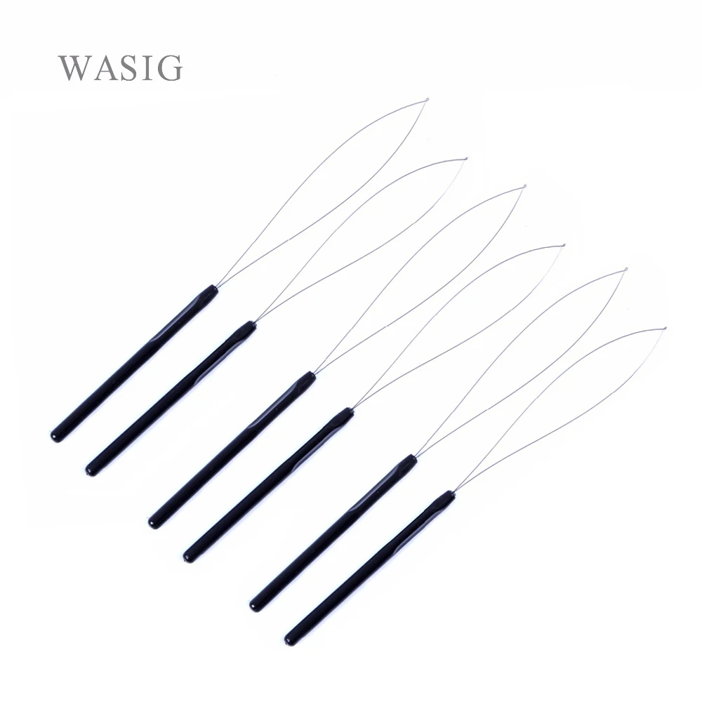 6 pcs Hair Extension Hook Pulling Tool Needle Threader Micro Rings Beads Loop Plastic Handle With Iron Wire Black
6 pcs Hair Extension Hook Pulling Tool Needle Threader Micro Rings Beads Loop Plastic Handle With Iron Wire Black