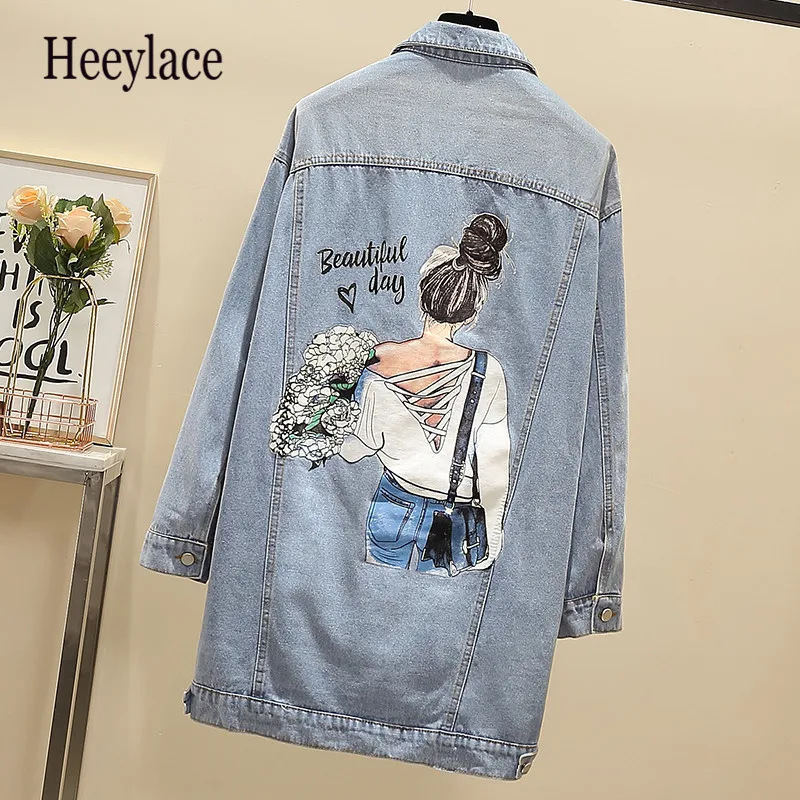 Plus Size 5XL Denim Jackets For Women printing Turn-down Collar Casual Long Loose Single Breasted Blue Jeans Coat
Plus Size 5XL Denim Jackets For Women printing Turn-down Collar Casual Long Loose Single Breasted Blue Jeans Coat