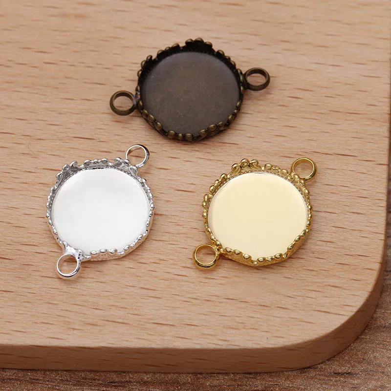 200pcs Silver Gold Plated Pendant Connectors Bracelet Bezels Tray fits for 12mm Circle Glass Stone Cameo Cabochon Base Blanks
200pcs Silver Gold Plated Pendant Connectors Bracelet Bezels Tray fits for 12mm Circle Glass Stone Cameo Cabochon Base Blanks