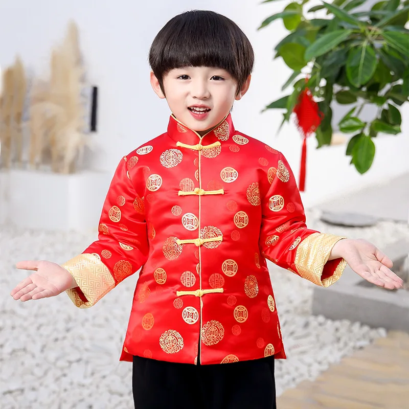 New Boys Hanfu Coat Chinese Style Boys Party Tang Suit Kids Chinese New Year Clothes Boys Traditional China Spring Coat
New Boys Hanfu Coat Chinese Style Boys Party Tang Suit Kids Chinese New Year Clothes Boys Traditional China Spring Coat