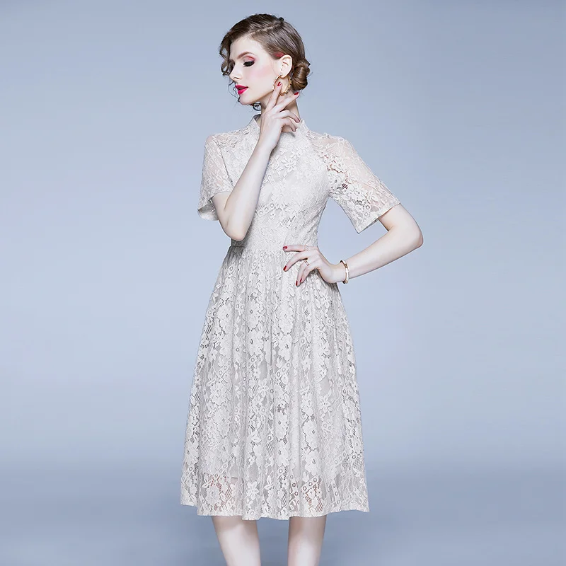 Europe Casual Lace Dress Elegant Runway Vintage Female Slim Sexy Hollow Out Party Dresses Knee-length Work Vestidos
Europe Casual Lace Dress Elegant Runway Vintage Female Slim Sexy Hollow Out Party Dresses Knee-length Work Vestidos