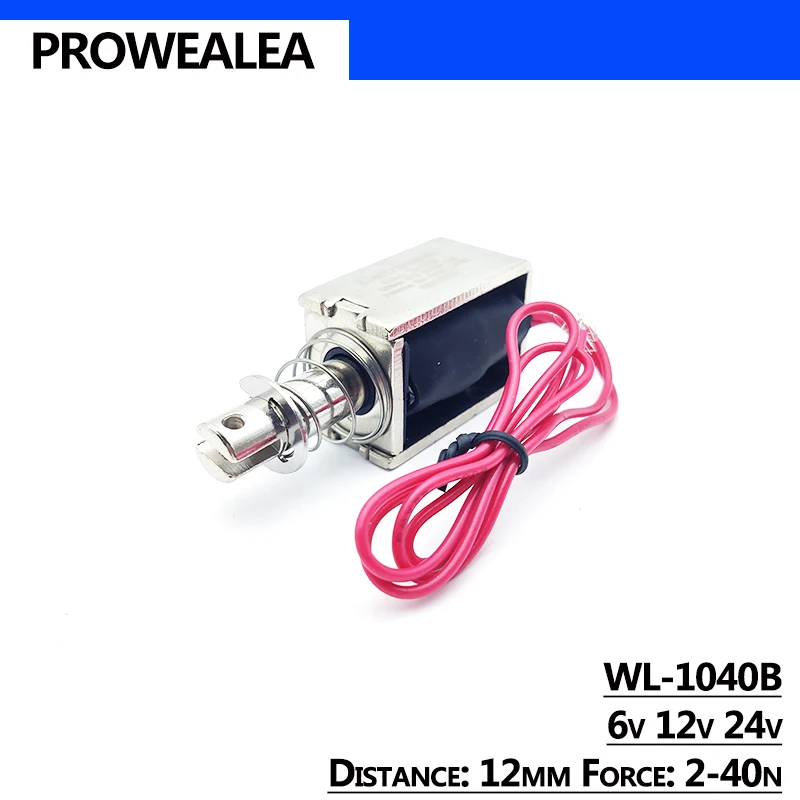 Solenoid Electromagnet Push Pull Type WL-1040B 6V 12V 24V Thrust Force 2-40N 12mm Open Frame Linear Electric Magnet
Solenoid Electromagnet Push Pull Type WL-1040B 6V 12V 24V Thrust Force 2-40N 12mm Open Frame Linear Electric Magnet