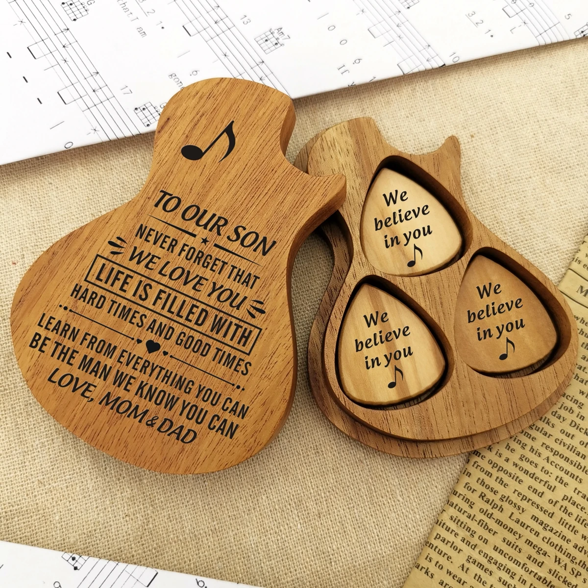 Dad And Mom To My Son Carving Wooden Pick Box Wooden Guitar Pick Box Contains Box Mediator For Guitar Accessories
Dad And Mom To My Son Carving Wooden Pick Box Wooden Guitar Pick Box Contains Box Mediator For Guitar Accessories