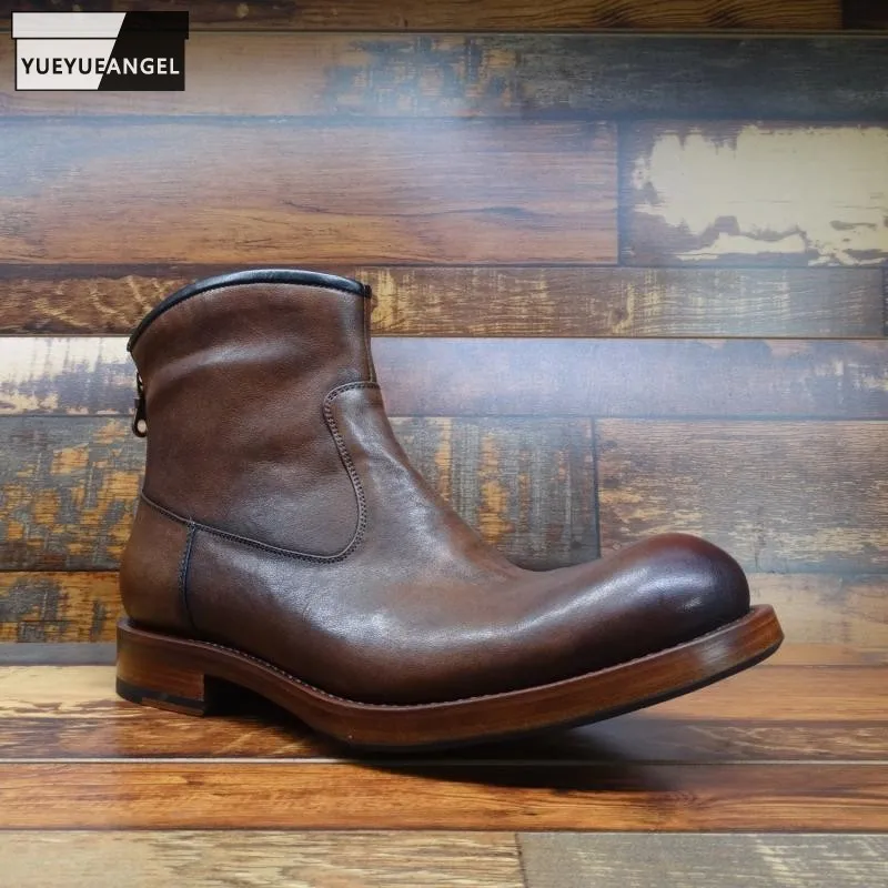 Luxury Italian Mens Vintage Round Toe Ankle Boots Cowhide Genuine Leather Motorcycle Riding Shoes Zip Business Work Safety Shoes
Luxury Italian Mens Vintage Round Toe Ankle Boots Cowhide Genuine Leather Motorcycle Riding Shoes Zip Business Work Safety Shoes