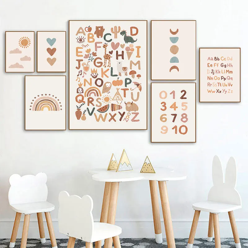 Boho ABC Alphabet Animal Rainbow Canvas Painting Nordic Posters and Prints Wall Art Pictures Wall Decor for Baby Bedroom Design
Boho ABC Alphabet Animal Rainbow Canvas Painting Nordic Posters and Prints Wall Art Pictures Wall Decor for Baby Bedroom Design