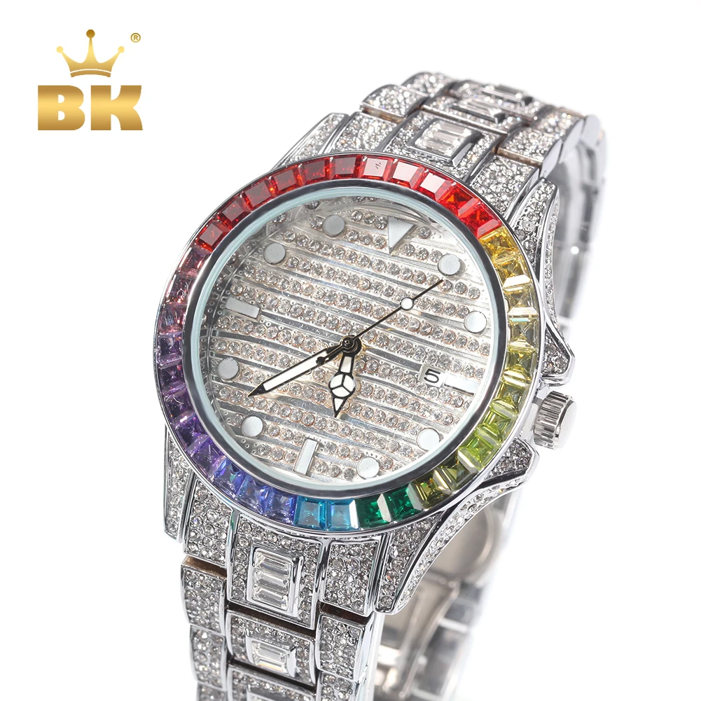 THE BLING KING Baguettecz Watches Rainbow Surround Full Iced Out Big Dial Watch Men Stainless Steel Fashion Luxury Quartz Watch
THE BLING KING Baguettecz Watches Rainbow Surround Full Iced Out Big Dial Watch Men Stainless Steel Fashion Luxury Quartz Watch