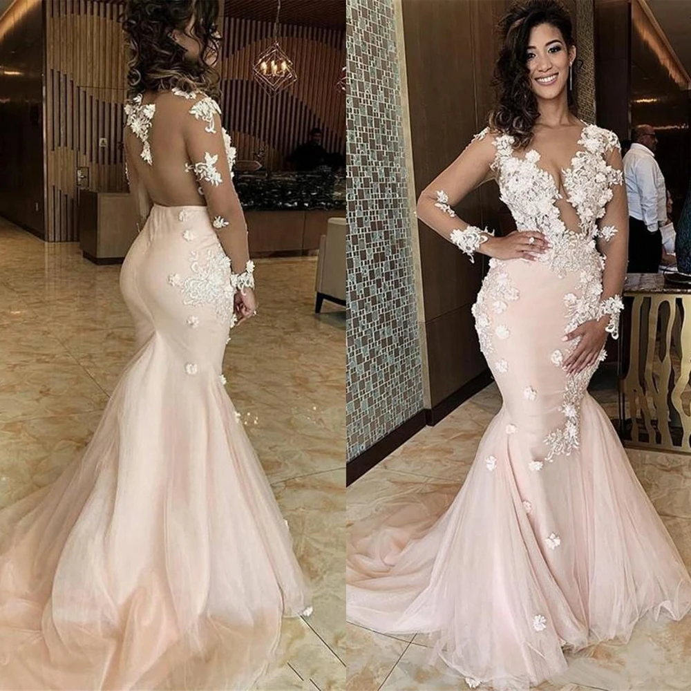 Mermaid Trumpet Tulle Formal Dresses Floor-Length Prom Party Gown Evening Dress Illusion Long Sleeve Plus Size O-Neck
Mermaid Trumpet Tulle Formal Dresses Floor-Length Prom Party Gown Evening Dress Illusion Long Sleeve Plus Size O-Neck